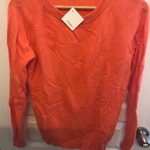 Halogen Cashmere Crew Neck Orange Sweater